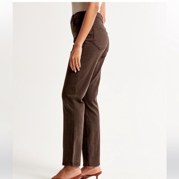 Abercrombie & Fitch 90s Straight Ultra High Rise Brown Denim Jeans Womens 28 6s - Picture 3 of 7